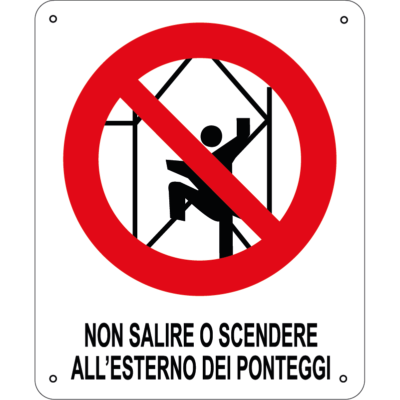 Non salire o scendere all'esterno dei ponteggi verticale