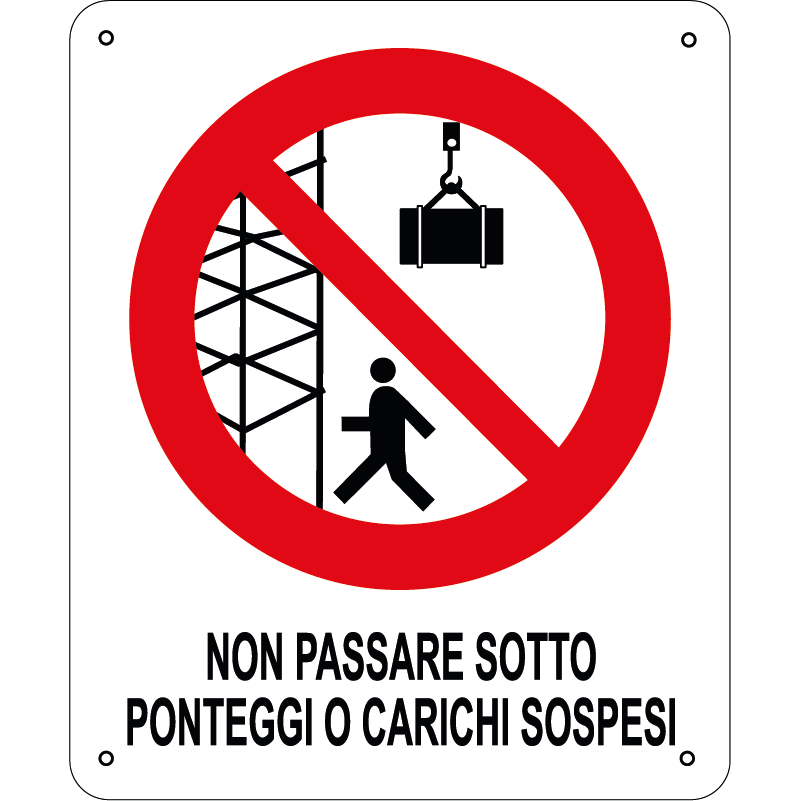 Non passare sotto ponteggi o carichi sospesi verticale