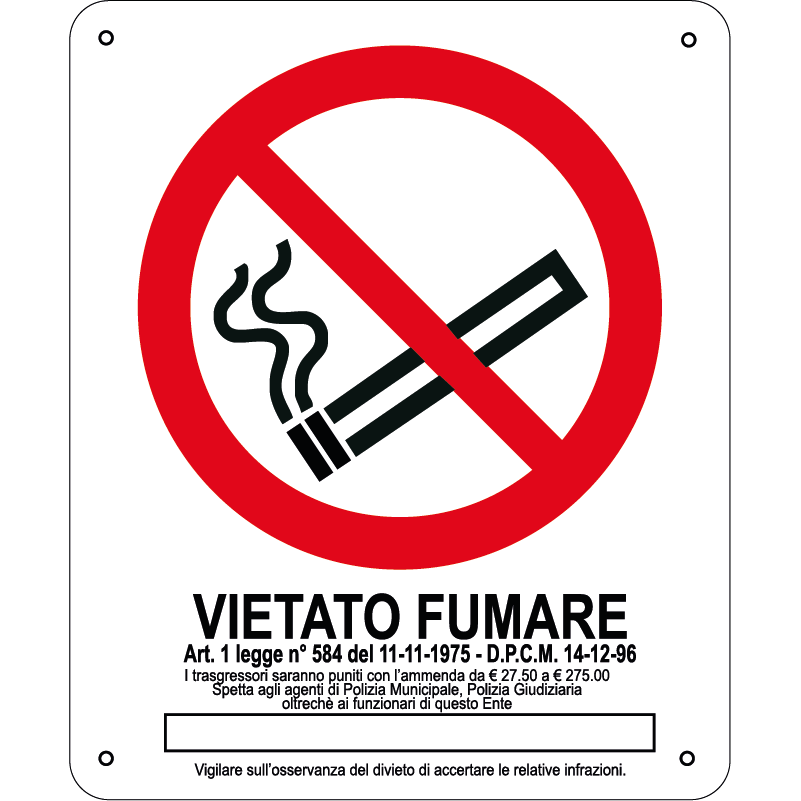 Vietato fumare - riferimento legge verticale