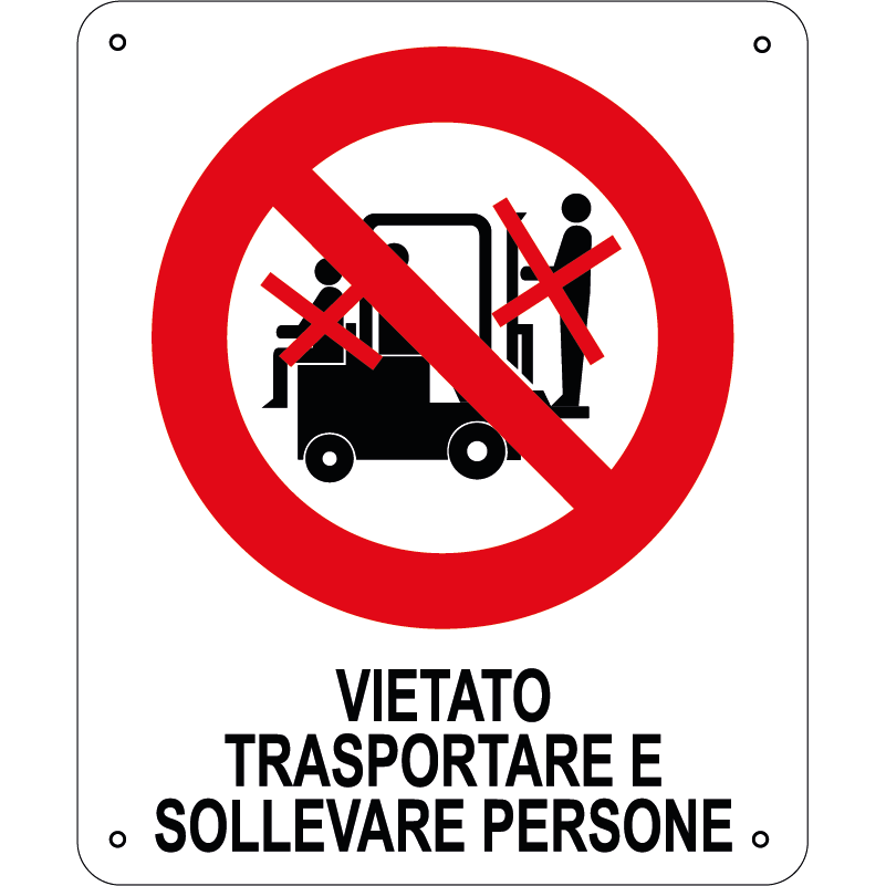 Vietato trasportare e sollevare persone verticale