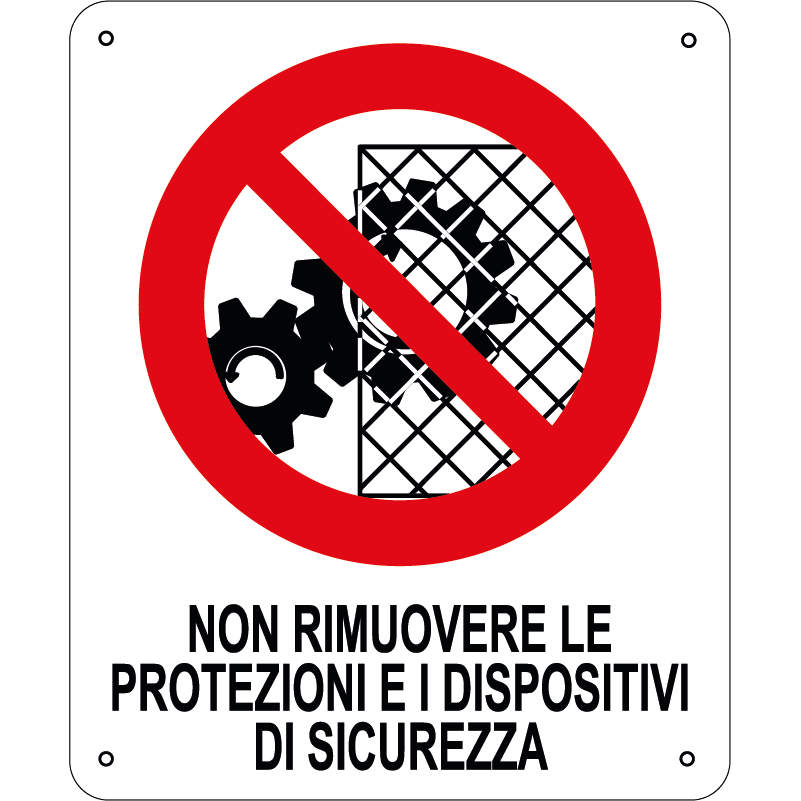 Non rimuovere le protezioni e i dispositivi di sicurezza verticale