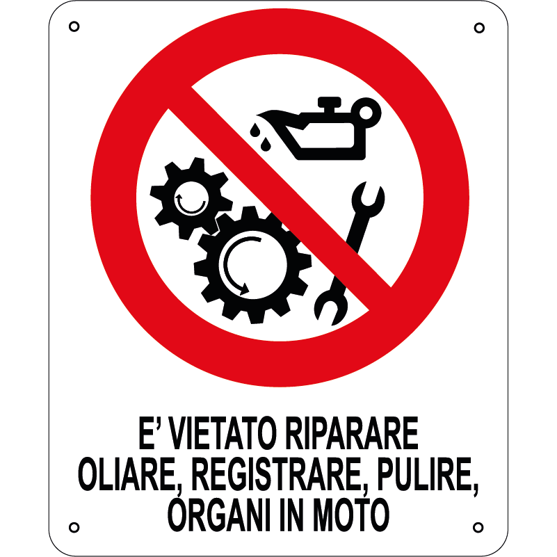 E' vietato riparare oliare, registrare, pulire, organi in moto verticale