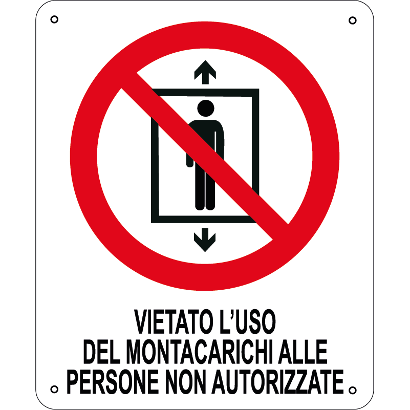 Vietato l'uso del montacarichi alle persone non autorizzate verticale