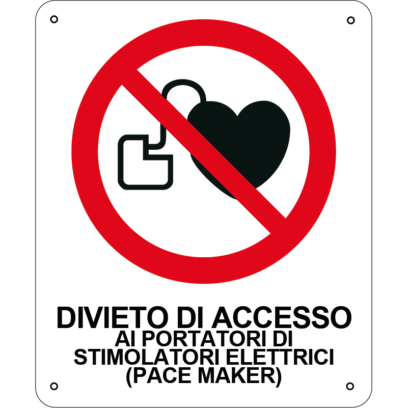 Divieto di accesso ai portatori di stimolatori elettrici pace maker verticale