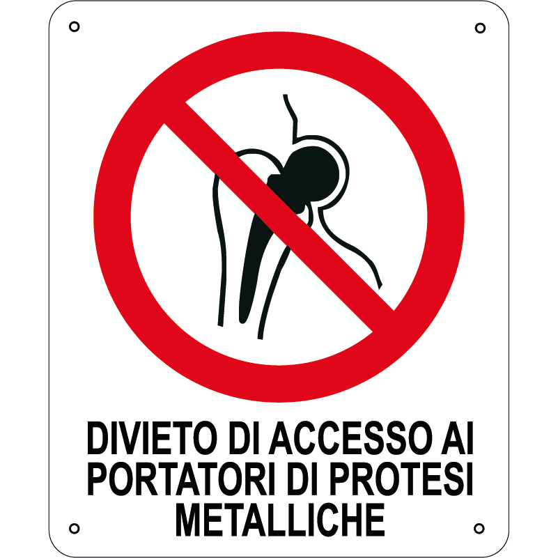 Divieto di accesso ai portatori di protesi metalliche verticale