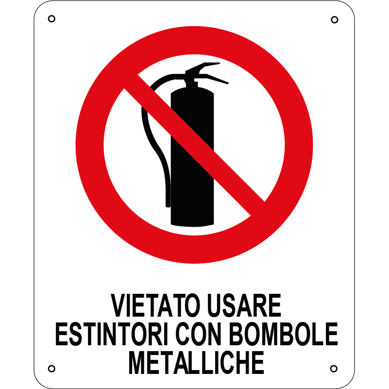 Vietato usare estintori con bombole metalliche verticale