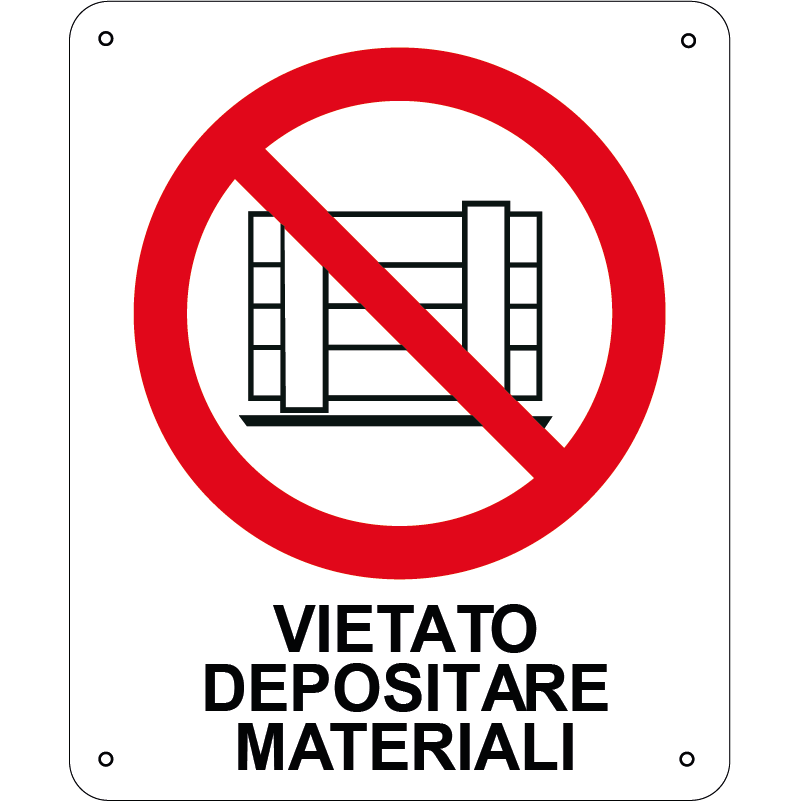 Vietato depositare materiali verticale