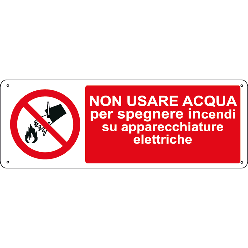 Non usare acqua per spegnere incendi su apparecchiature elettriche orizzontale