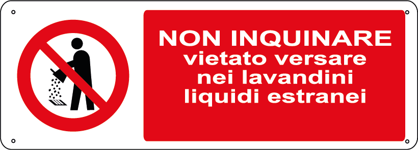 Non inquinare vietato versare nei lavandini liquidi estranei orizzontale