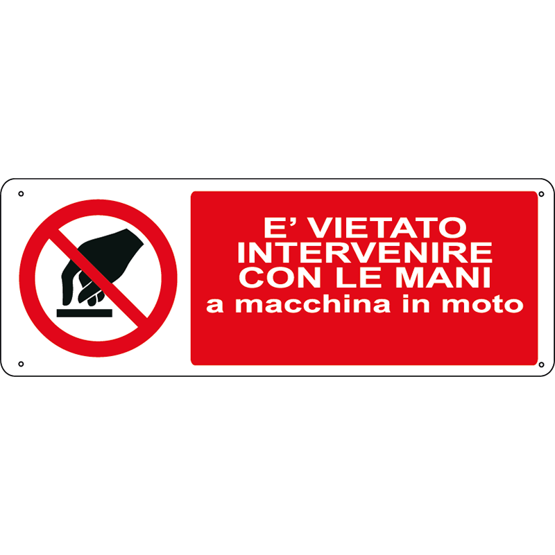 E' vietato intervenire con le mani a macchina in moto orizzontale