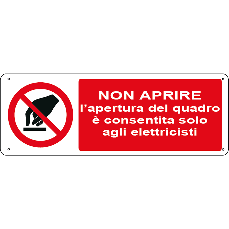 Non aprire - l'apertura del quadro è consentita solo agli elettricisti  orizzontale