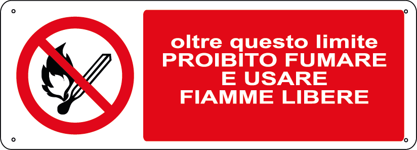 Oltre questo limite proibito fumare e usare fiamme libere orizzontale