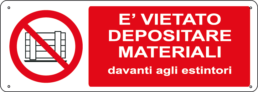 E' vietato depositare materiali davanti agli estintori orizzontale