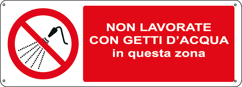 Non lavorate con getti d'acqua in questa zona orizzontale