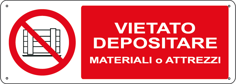 Vietato depositare materiali o attrezzi orizzontale