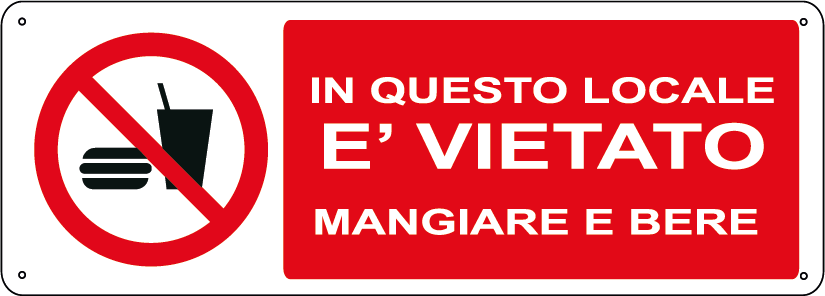 In questo locale è vietato mangiare e bere orizzontale