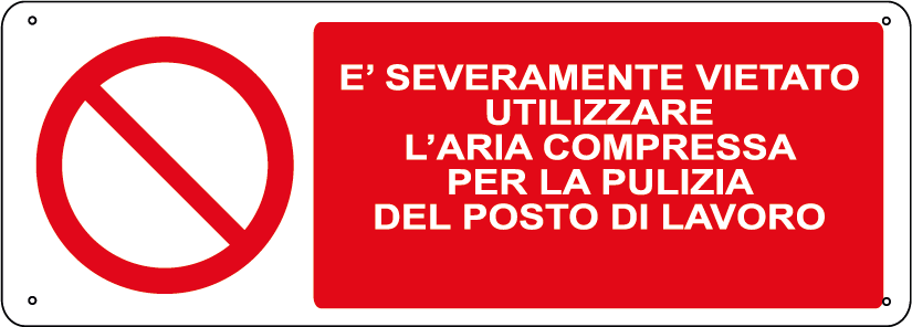 E' severamente vietato utilizzare l'aria compressa per la pulizia del posto di lavoro orizzontale