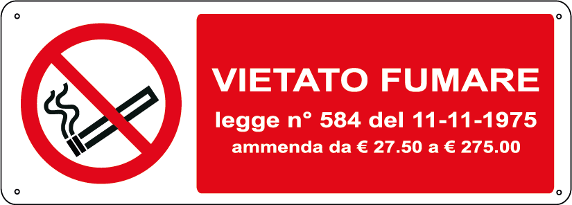 Vietato fumare - legge n. 584 del 11-11-1975 orizzontale