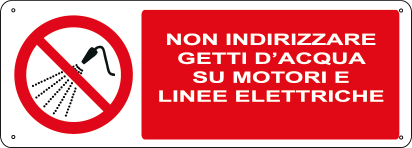 Non indirizzare getti d'acqua su motori e linee elettriche orizzontale