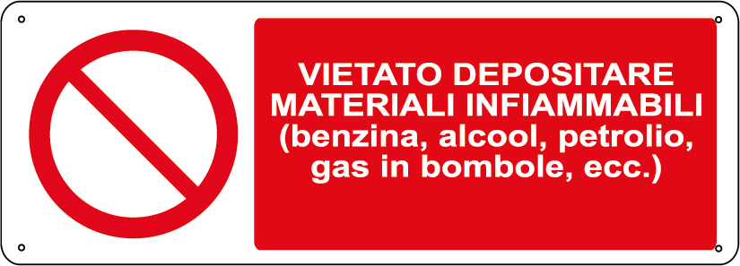 Vietato depositare materiali infiammabili orizzontale