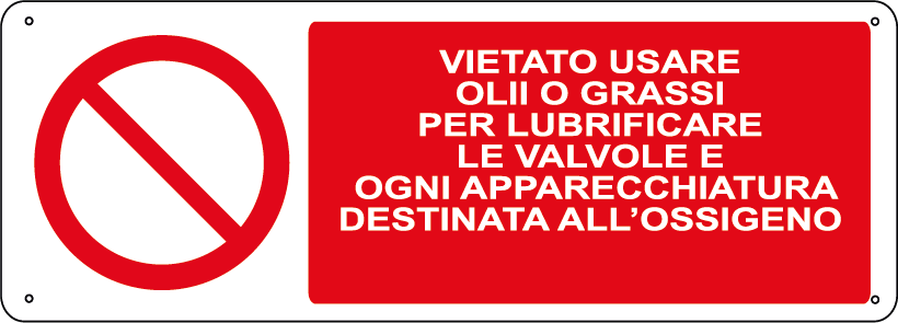 Vietato usare olii o grassi per lubrificare orizzontale