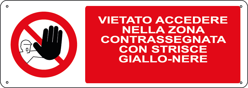 Vietato accedere nella zona contrassegnata con strisce giallo-nere orizzontale