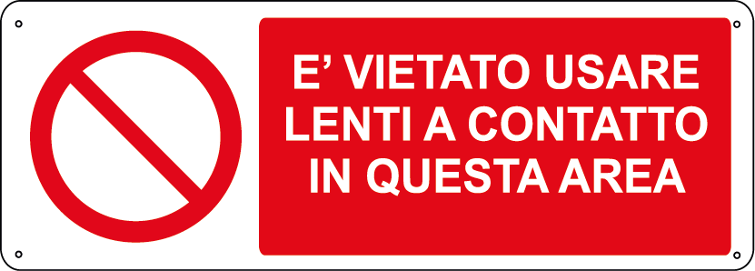 E' vietato usare lenti a contatto in questa area orizzontale