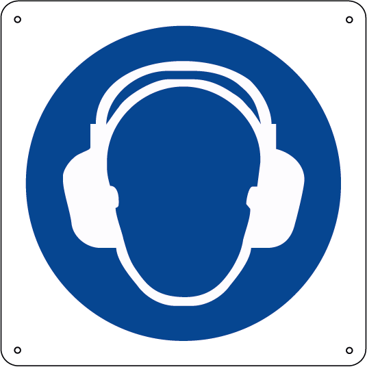 Obbligatorio indossare la protezione dell'udito quadrato