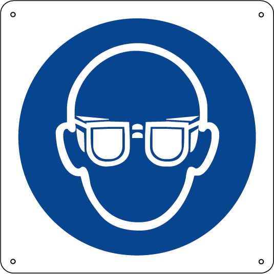 Obbligatorio indossare la protezione degli occhi quadrato