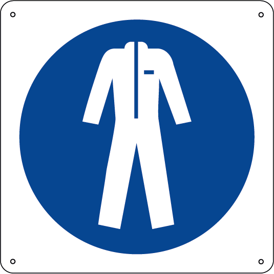 Obbligatorio indossare gli indumenti protettivi quadrato