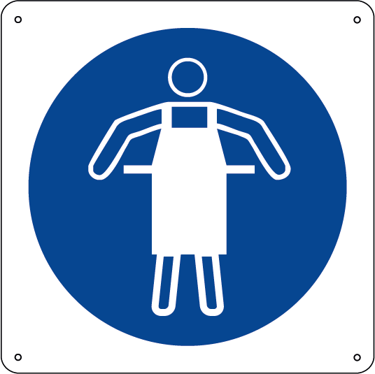 Obbligatorio indossare il grembiule protettivo quadrato