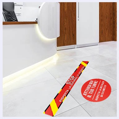 KIT CAPLESTABILI - Attendi qui il tuo turno - STOP - Rispetta la distanza di sicurezza  cod.700501