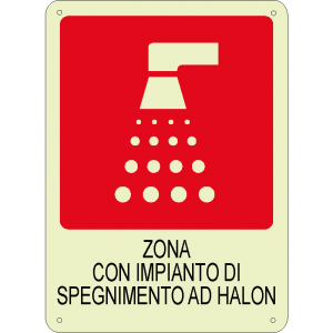 Zona con impianto di spegnimeno ad halon verticale luminescente