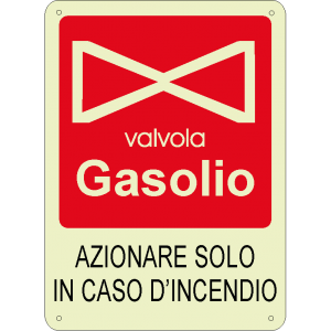 Valvola gasolio - Azionare solo in caso d'incendio verticale luminescente