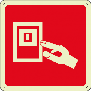 Interruttore elettrico antincendio quadrato luminescente