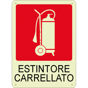 Estintore carrellato verticale luminescente