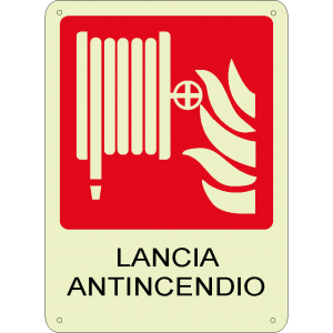 Lancia antincendio verticale luminescente
