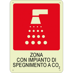 Zona con impianto di spegnimento a co2 verticale luminescente